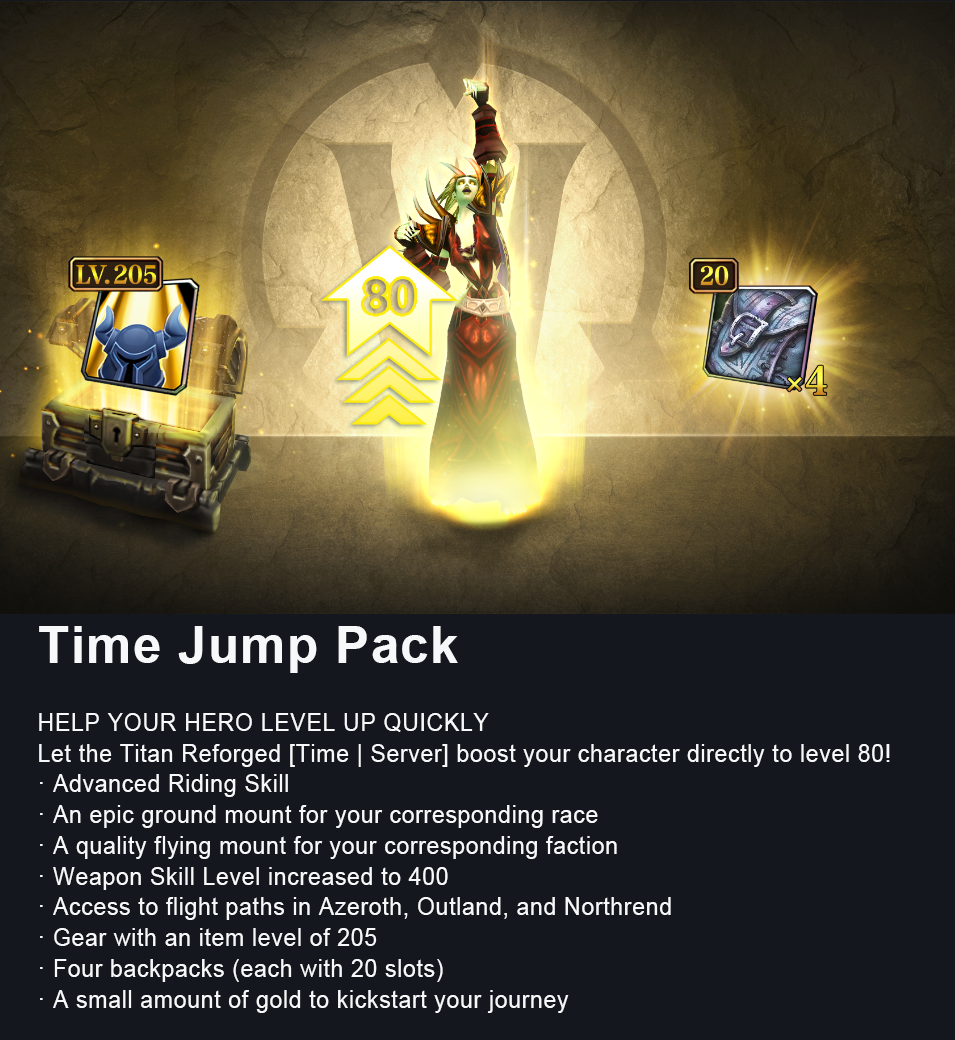 MMOJUGG WoW Classic Titan Reforged Time Jump Pack Details View of Item Function and Use